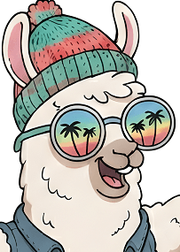 Carl the Llama smiling portrait